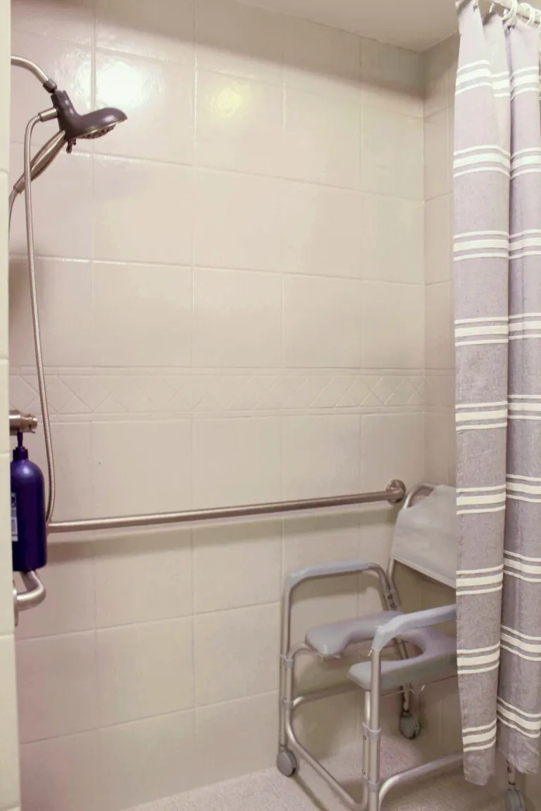 Accessible shower at Barton House