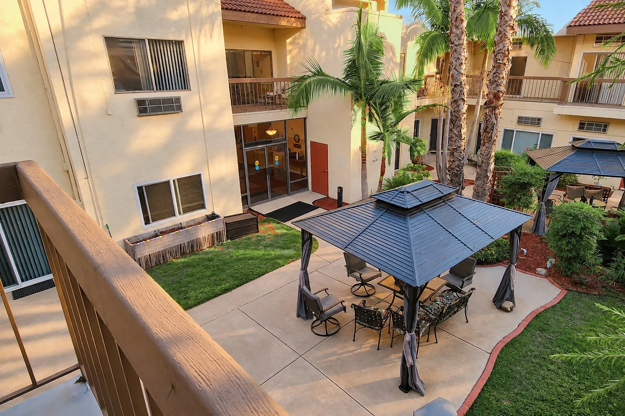 Courtyard gazebo balcony view at Novellus Clairemont