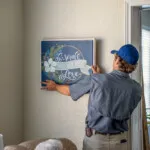 Show photo 68: Maintenance hanging a picture in a residence