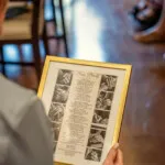 Show photo 48: A resident reading the daily menu