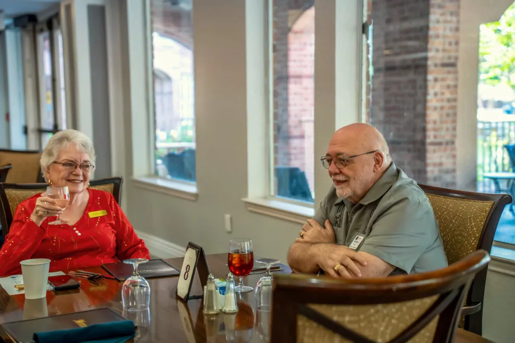 Two residents enjoying lunch together