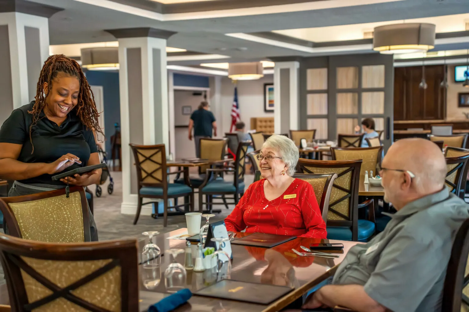 Residents at lunch in the restaurant