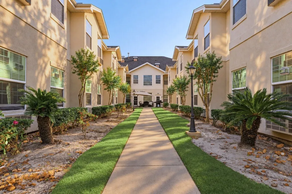 Courtyard walkway at Tarina of Cypresswood