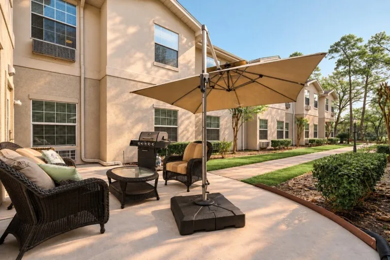 Patio umbrella at Tarina of Cypresswood