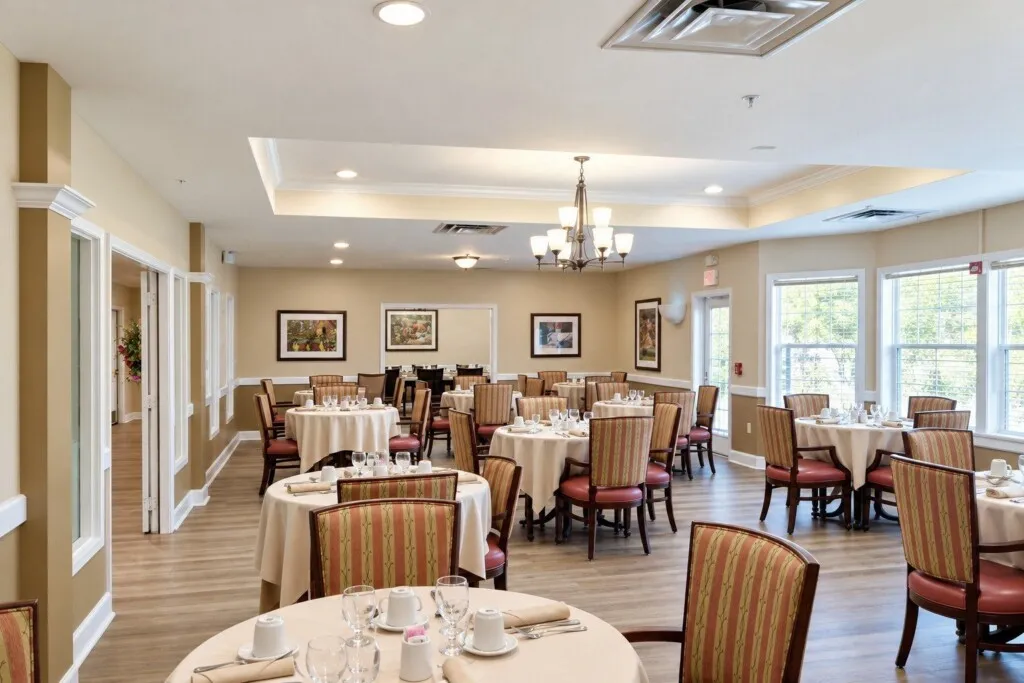 Dining room round tables at Tarina of Kingwood