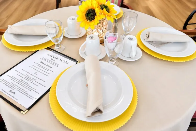 Dining table setting at Tarina of Kingwood