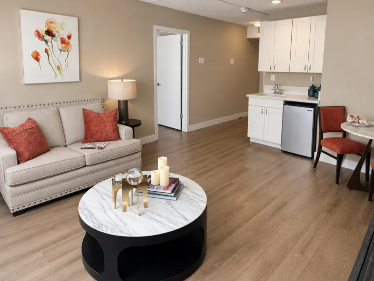 Model living kitchenette at Tarina of Stockton